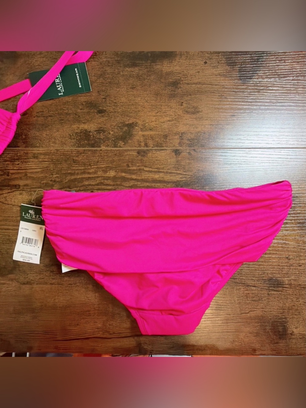 Ralph Lauren NWT Size 0 Hot Pink Bikini Set Halter Tie Two-Piece Beach Vacation - Picture 4 of 10